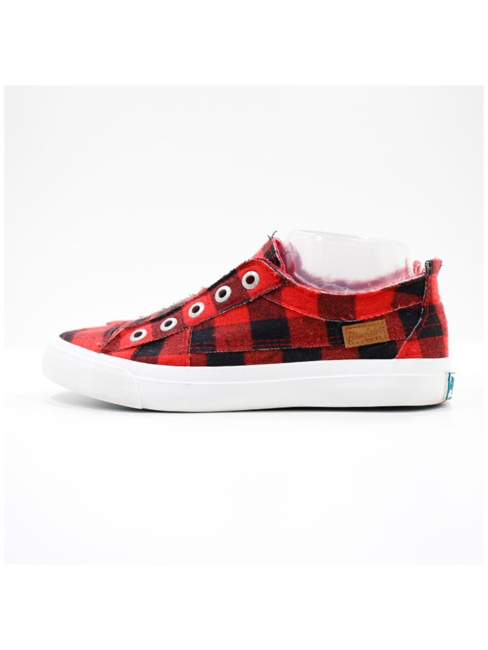 Blowfish Malibu Play Red Buffalo Plaid Canvas Slip On Sneakers - 7.5